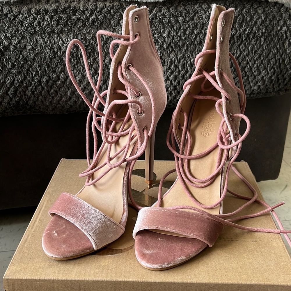 Charlotte Russe pink velvet heels